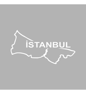 İstanbul Harita Araba Sticker siyah 18x10 CM (Beyaz)
