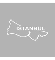 İstanbul Harita Araba Sticker siyah 18x10 CM (Beyaz)