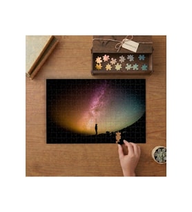 Samanyoluna Bakan Adam Tasarımı 240 parça Ahşap Puzzle Ahşap Kutuda MP01062
