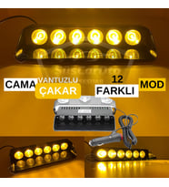 S6 Cam İçi Vantuzlu Ambulans İtfaiye Çakar Lamba İkaz Lambası 6 Ledli Sarı Çakmaklık Girişli