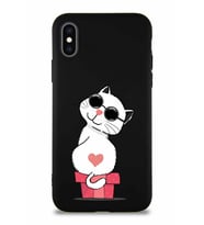 Apple iPhone XS Soft Premier Kapak Coolcat Tasarımlı Silikon Kılıf - Siyah (Şeffaf)