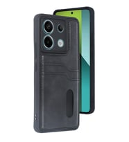 Xiaomi Redmi Note 13 Pro 4g Kılıf Sara Kartvizitli Deri Kılıf - Siyah