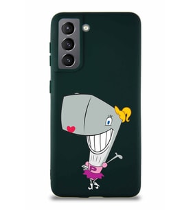 Samsung Galaxy S21 Soft Premier Kapak Pearl Yengeç Tasarımlı Silikon Kılıf - Yeşil (Şeffaf)