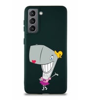 Samsung Galaxy S21 Soft Premier Kapak Pearl Yengeç Tasarımlı Silikon Kılıf - Yeşil (Şeffaf)
