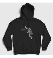 Presmono Unisex Siyah Basketball Astronaut Space Astronot Uzay Kapüşonlu Sweatshirt 282247tt