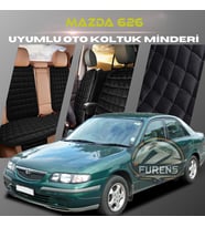 Mazda 626 Siyah Renk Tay Tüyü Cepli & Terletmez Sırtlı Oto Koltuk Minder Seti - Koltuk Koruma Kılıfı (ÖN & ARKA TAM SET)