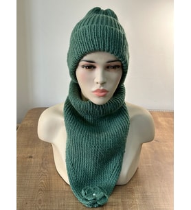 EL ÖRGÜSÜ YUMUŞAK KADIN BERE BOYUNLUK SET STANDART BEDEN (Haki)