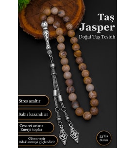 Doğal Taş Tesbih Erkek Taş Jasper Tesbih 8 mm BT047 (Kahverengi)