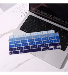 MacBook Pro 14.2 İnç M1 M2 M3 M4 M5 A2442 A2992 Uyumlu Türkçe Q Klavye Koruyucu Mavi Ombre Silikon
