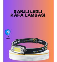 Beyaz Led Işık Sensörlü Kafa Lambası Lityum Batarya Led El Fenerli Şarjlı