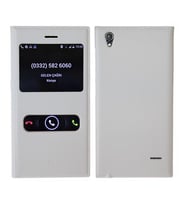T50 ile Uyumlu Çift Pencereli Flip Cover Kılıf Beyaz