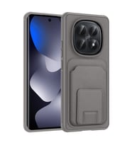 Redmi Note 15 5G Kılıf Kartlıklı ve Deri Dokulu Şık ApexWallet Premium Kapak RYC/Bikart (Gri)