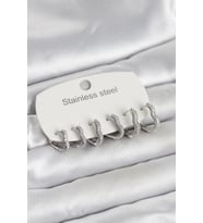 Durukar® 316L Çelik Gümüş Renk 6'lı Set Kalp Form Kadın Küpe