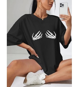 Baskılı T-shirt - Siyah