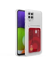Coverzone Samsung Galaxy M22 ile Uyumlu Kartl?kl? ?effaf Kamera Koruma Y�kseltisi Z-Serta Silikon Anti-?ok �zellikli K�?eleri Airbag ?effaf Telefon K?l?f?