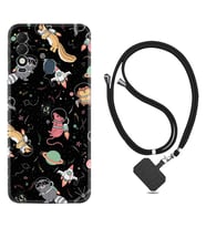 Tecno Spark 8T Kılıf Silikon Boyun Askılı İpli Desenli Silikon Planet Animals 1771