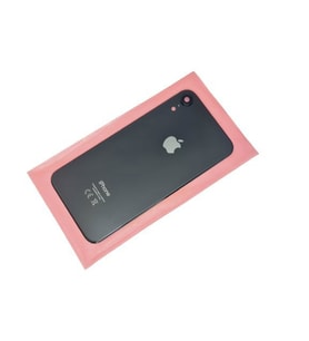 Tkgz İPhone XR Arka Pil Kapak Kamera Lensli (Yazılı Cam) SİYAH
