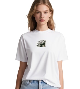 PANDA OVERSİZE UNİSEX T-SHİRT (Beyaz)