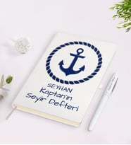 BK Gift Kişiye Özel İsimli Beyaz Seyir Defteri ve Kalem Seti-1