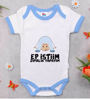 BK Kids Ep İsterim Zıpırlık Tasarımlı Mavi Bebek Body Zıbın-1
