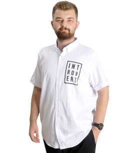 Mode XL Erkek Büyük Beden Gabardin Gömlek INTROVERT 23304 Beyaz
