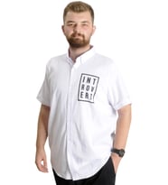 Mode XL Erkek Büyük Beden Gabardin Gömlek INTROVERT 23304 Beyaz