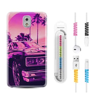 Samsung Note 3 4 5 8 9 20 Ultra 10 Lite Kılıf Kablo Koruma Spiral Silikon Mor Araba 1711
