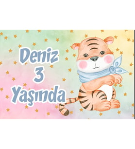 Sevimli Kaplan Doğum Günü Afişi 35X50 cm