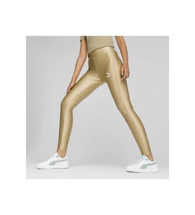 Puma 621463-84 T7 High Waist Shiny Leggings Kadın Yüksek Bel Parlak Spor Tayt (Sarı)