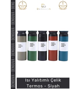 #Termos Mat Paslanmaz Modern Tasarım Üstün Vakum Isı Yalıtımı Dayanıklı Şık Çelik Termos Siyah