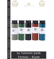#Termos Mat Paslanmaz Modern Tasarım Üstün Vakum Isı Yalıtımı Dayanıklı Şık Çelik Termos Siyah