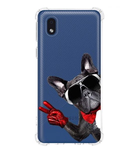 PrintiFy Samsung Galaxy A01 Core Uyumlu Köpek 2 Baskılı Şeffaf Köşe Korumalı Antişok Kılıf