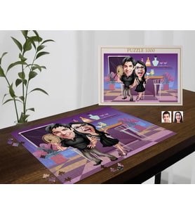 BK Gift Kişiye Özel Sevgililer Karikatürlü 1000 Parça Profesyonel Puzzle-15