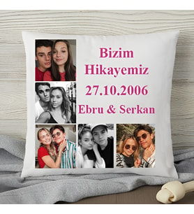 Beyaz Kişiye Özel Resimli Yastık Tek Yön Baskı – Fotoğraf ve Yazı Baskılı Özel Tasarım