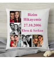 Beyaz Kişiye Özel Resimli Yastık Tek Yön Baskı – Fotoğraf ve Yazı Baskılı Özel Tasarım