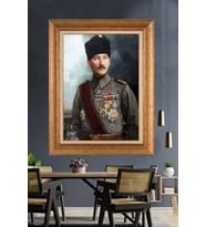 Altın Varaklı Çerçeveli Paspartulu Atatürk Tablo nh196 (Gold)