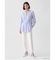 LCW Modest Mavi Pileli Kuşaklı Oversize Kadın Gömlek Tunik