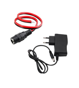 12V 1A Modem ve Arduino Uyumlu Priz Tipi Adaptör ve Güç Soketi 2.1mm DC Barrel Dişi Jack Kablosu 