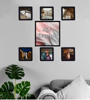 Kişiye Özel Fotoğraflı AİLE Herşeydir Tasarımlı Sök-Tak 7 Adet Masaüstü Ve Duvar Çerçeve Seti