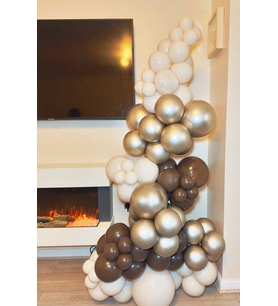 Beysüs 60lı Balon Seti Çikolata Kahve - Gold Krom - Krem Zincir + Pompa