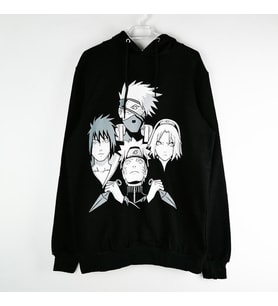 Naruto Shippuden Team 7 Kapşonlu Sweatshirt (Siyah)