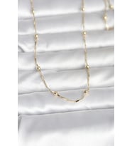 CM 14K Gold Renk Kesme Çubuk Zincir Topçuklu Model 60 cm Kadın Kolye 5886 - GLST9365-5104