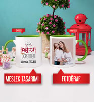 Drama Öğretmenine Hediye Drama Öğretmeni Kupa Bardak Yeşil Fotoğraflı