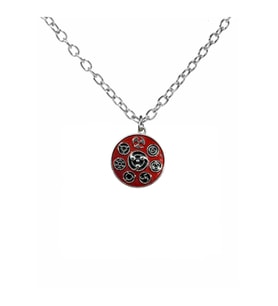 Sasuke Uchiha Sharingan Kolye – Kırmızı Cosplay Unisex Metal Takı 60 cm Zincirli (Gümüş)