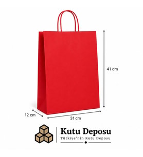 31x41x12 cm Kraft Kırmızı Poşet (25 ADET)