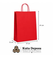 31x41x12 cm Kraft Kırmızı Poşet (25 ADET)