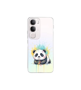 Vivo V29 5G ile Uyumlu Splash Panda Tasarımlı Şeffaf Silikon Kılıf