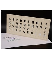 Alvera Alfabe, Rakam ve Cetvel Şablonu – 20 cm 3D Baskı Yazı Çizim Kalıbı - Bej