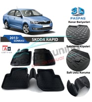 Skoda Rapid Havuzlu 3D Paspas Niken Siyah 2013 Sonrası