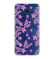 Xiaomi Redmi 8A Uyumlu Kapak Floral Pembe Tasarımlı Şeffaf Silikon Kılıf